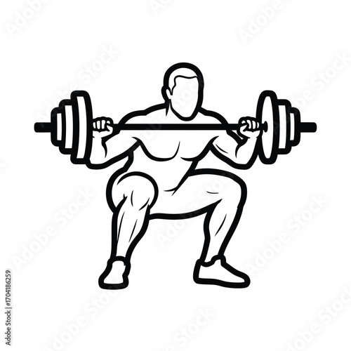 Fitness athlete performing barbell squat exercise strength training vector illustration for health and wellness designs vector