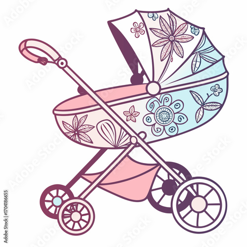 Stylish floral baby stroller, a modern nursery design