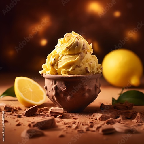 Creamy Lemon Ice Cream with Chocolate