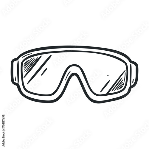 Protective goggles for sports activities outdoor venue equipment image bright environment view safety concept. Vector illustration