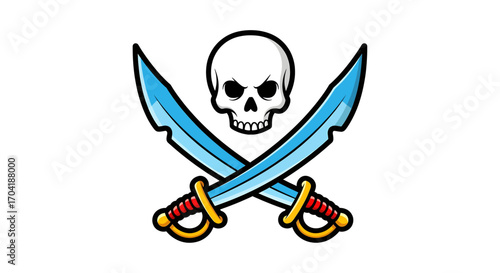 Classic pirate skull and crossbones with crossed cutlasses symbol of danger adventure and rebellion for graphic design vector