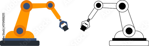 Robotic arm or mechanical arm icon . industrial robot vector icon . robotic arm sign . universal . Thin line robot arm vector illustration . Mechanical robot arm machine icon