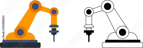 Robotic arm or mechanical arm icon . industrial robot vector icon . robotic arm sign . universal . Thin line robot arm vector illustration . Mechanical robot arm machine icon