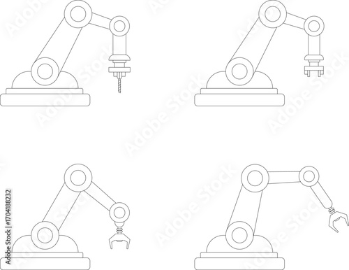 Robotic arm or mechanical arm icon . industrial robot vector icon . robotic arm sign . universal . Thin line robot arm vector illustration . Mechanical robot arm machine icon