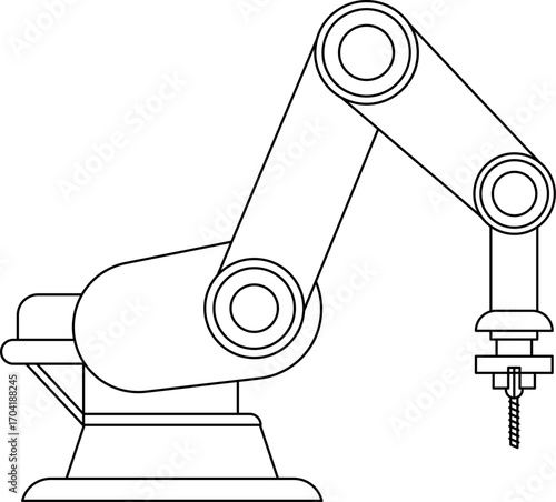 Robotic arm or mechanical arm icon . industrial robot vector icon . robotic arm sign . universal . Thin line robot arm vector illustration . Mechanical robot arm machine icon