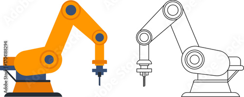 Robotic arm or mechanical arm icon . industrial robot vector icon . robotic arm sign . universal . Thin line robot arm vector illustration . Mechanical robot arm machine icon