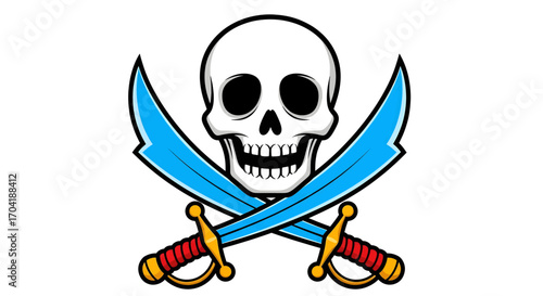 Classic pirate skull and crossbones with scimitars for nautical adventures and nautical themed designs vector