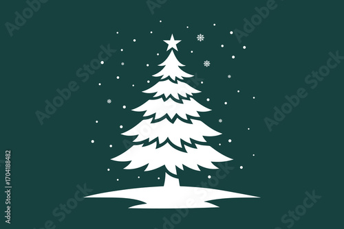 Christmas tree on green background