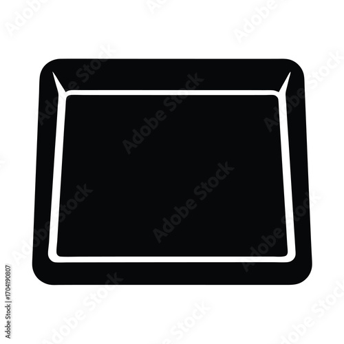 Black minimalist tray, useful object with simple design and rounded corners
