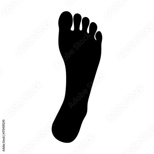 Black Silhouette of a Human Foot Standing on White Background Art