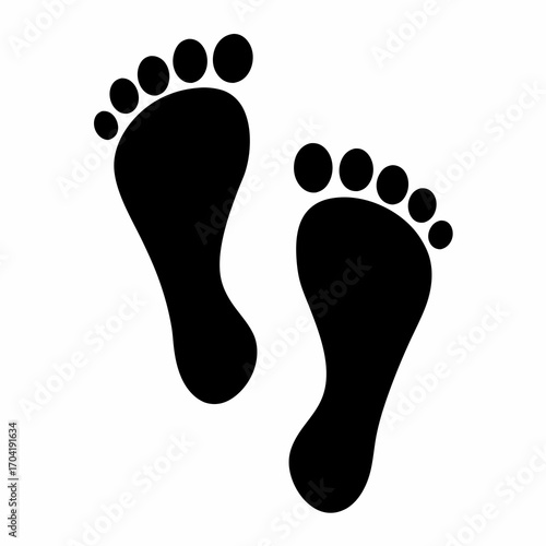 Simple black footprints illustration isolated on white, minimalistic design element