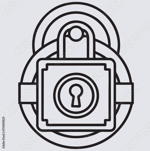 a stylized lock icon which commonly symbolizes security silhouette vector art illustration, digital lock icon