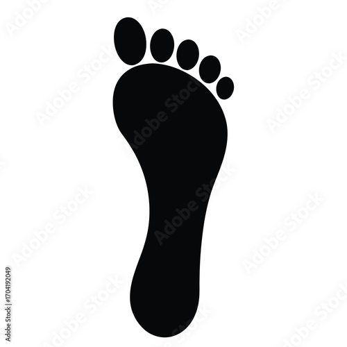 Black and white silhouette of a human foot with five toes