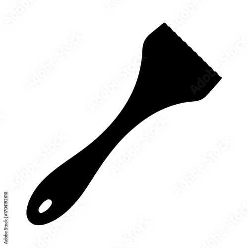 Black silhouette of a spatula on a white background, kitchen tool.