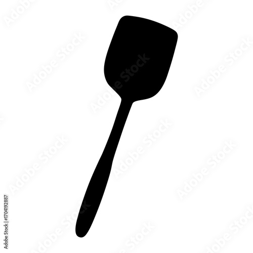 Isolated black silhouette of a spatula on a plain white background