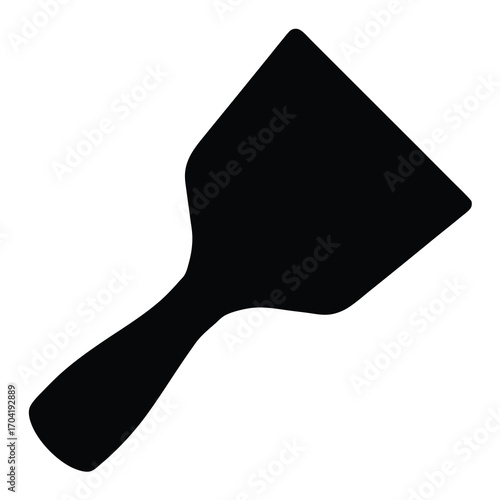 Black Silhouette of a Kitchen Spatula on White Background, Cooking Utensil Illustration