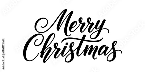 Merry Christmas hand lettering calligraphy isolated on white background. Vector holiday illustration element. Merry Christmas script calligraphy