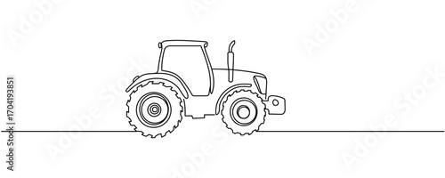 Continuous one line drawing of farmer's tractor. classic tractor outline vector illustration. harvest and farming concept. Editable stroke.