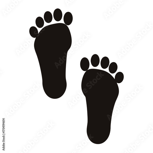 Cute baby footprints in black on a plain white background image