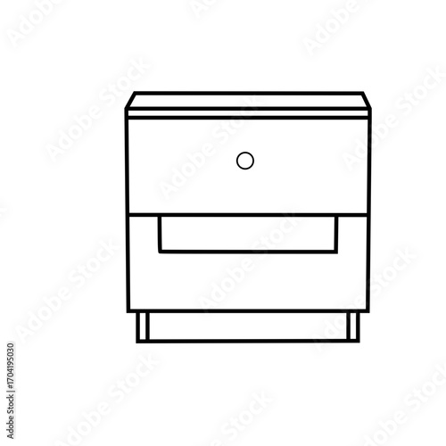 A clean, modern line drawing of a simple nightstand.