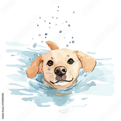 Joyful Yellow Labrador Retriever Emerging from Water