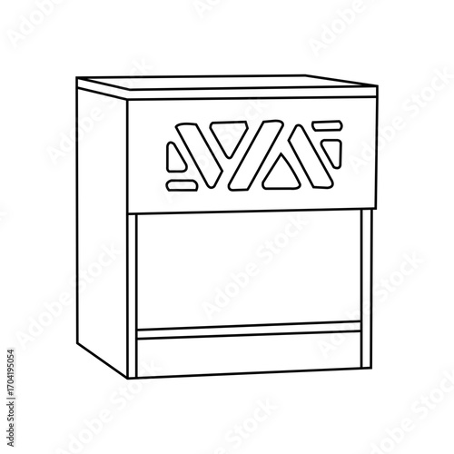 Simple line drawing of a modern nightstand.