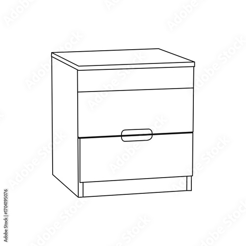 Clean line drawing of a two-drawer nightstand.