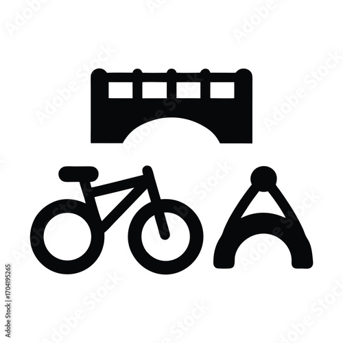 A Bike Path, Under a Bridge, Leads to an Arch Icon