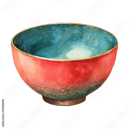 Bowl, watercolor painting vector, isolated on a white background.