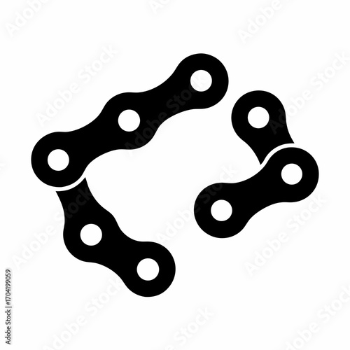 A detailed black silhouette rendering of a bicycle chain fragment
