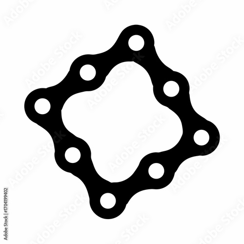 Silhouette of a bicycle chain arranged in a square petallike shape
