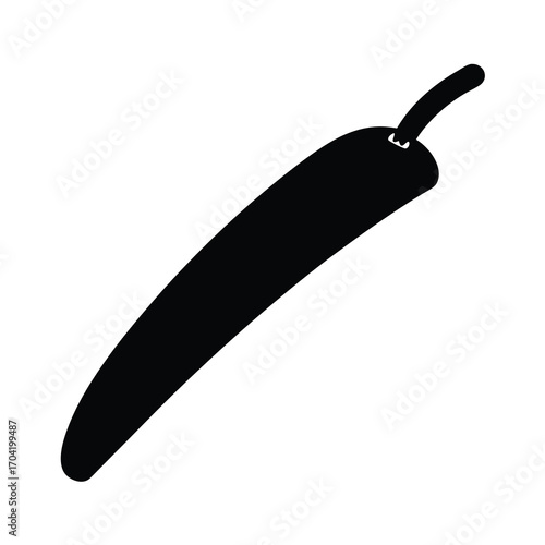 Simple black silhouette of a single chili pepper on a white background