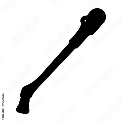 Silhouette illustration of a stylized bone structure resembling a human femur