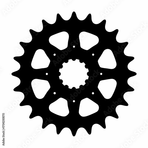Detailed Black and White Illustration of a Bicycle Cassette Cog Sprocket