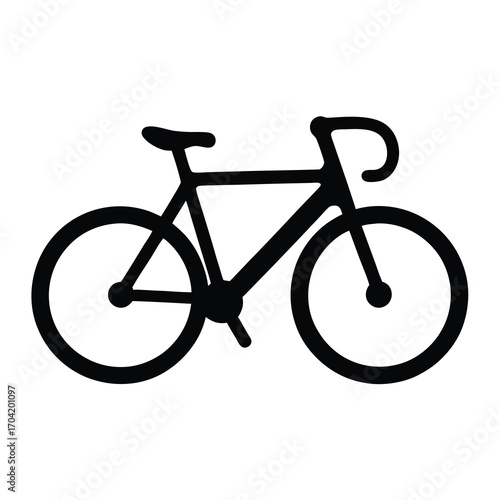 Simple black and white bicycle outline vector, isolated on white background
