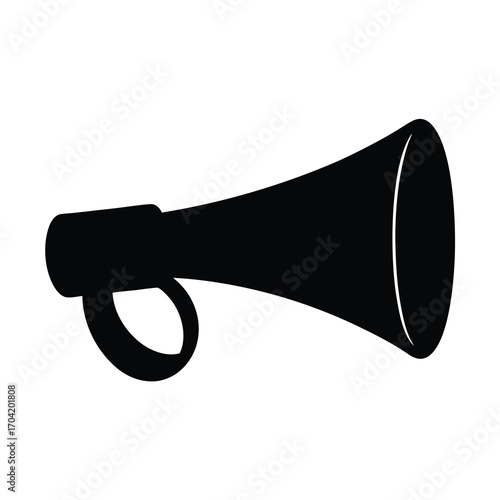 Black silhouette of a megaphone on a white background for emphasis