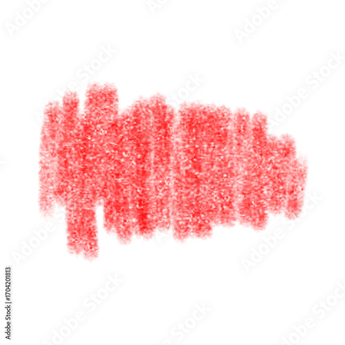 Hand drawn red crayon scribble shade on transparent background 
