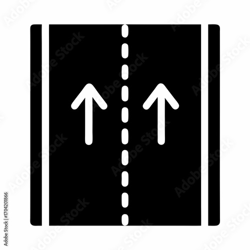 Two way street icon indicating travel in both directions on the road