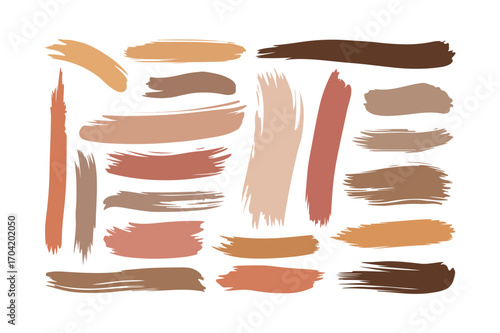 Collection of earth tone paint brush strokes