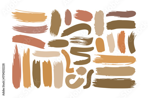 Abstract earth tone paint brush strokes collection
