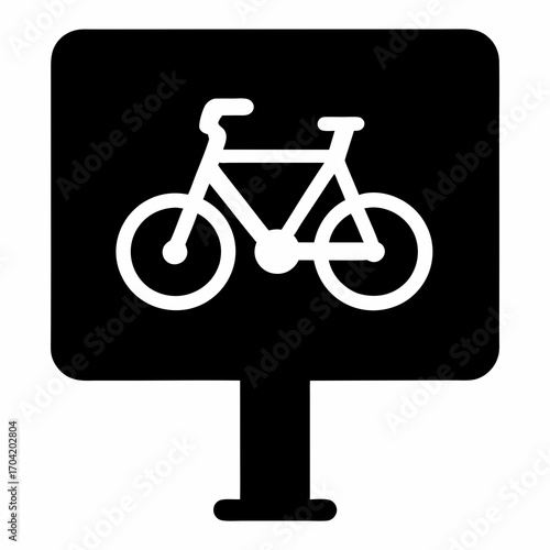 Bike lane sign with bicycle symbol indicating safe cycling pathway