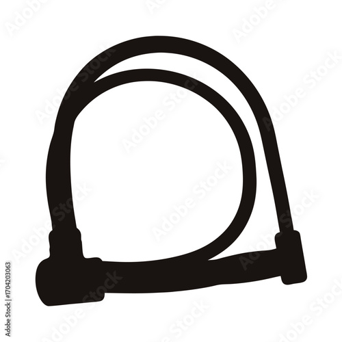 Silhouette of a double looped cable bike lock against a white background
