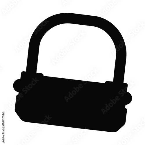 Stylized black silhouette of a metal padlock with thick Ushaped shackle