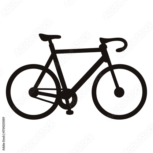 Simple silhouette of a bicycle with drop handlebars on a white background