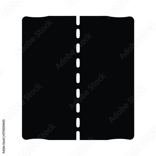 Stylized black road with dashed white lane marking in the center