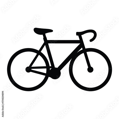 Silhouette of a sleek road bicycle with curved handlebars for speed