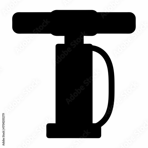 Silhouette of a bicycle floor pump, tool for inflating tires quickly