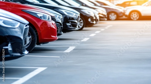Parked cars in outdoor parking lot
