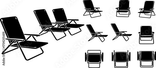 Beach chair silhouette, Summer beach chair silhouette set