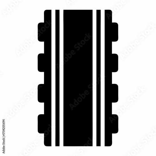 Black and white graphic of a generic tire tread design pattern